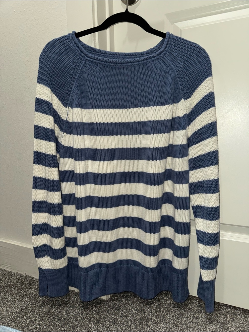 aerie Blue and White Striped Crewneck Sweater